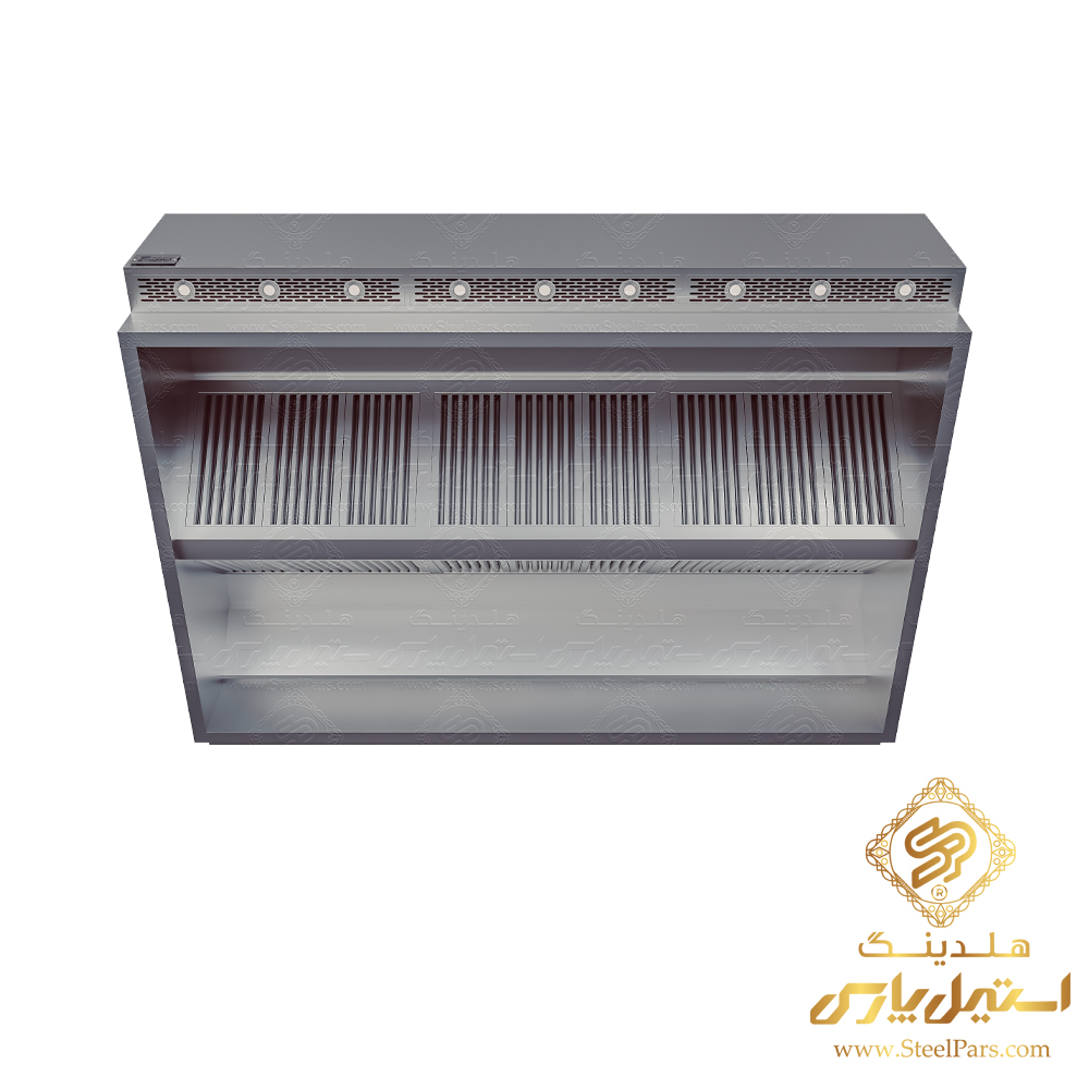 قیمت هود صنعتی دو جداره چراغ دار مرکزی